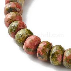 Reiki Natural Unakite & Wenge Wood Beads Stretch Bracelet&nbsp;BJEW-JB06896-05