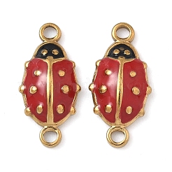 304 Stainless Steel Enamel Ladybug Connector Charms&nbsp;STAS-U056-01G