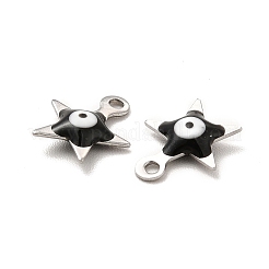 304ステンレススチール製イーブルアイエナメルチャーム  星のチャーム  ステンレス鋼色  ミックスカラー  9x8x2mm  穴：1mm&nbsp;STAS-G302-04P