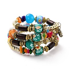 Boho Multi-strand Irregular Synthetic Turquoise Beads Wrap Bracelet&nbsp;BJEW-G635-02A