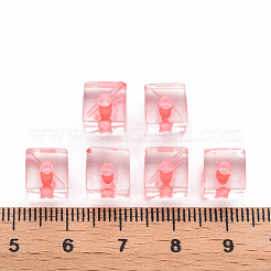 透明なアクリルビーズ  キューブ  ライトコーラル  8x7.5x7.5mm  穴：1.8mm  約900個/500g&nbsp;TACR-S154-12A-52
