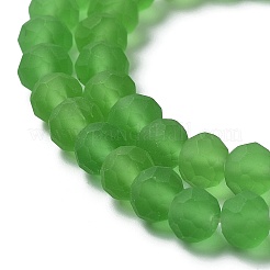透明ガラスビーズ連売り  多面カット  艶消し  ロンデル  ライムグリーン  6x4.5mm  穴：1.4mm  約80~85個/連  38~40cm&nbsp;EGLA-A034-T6mm-MD11