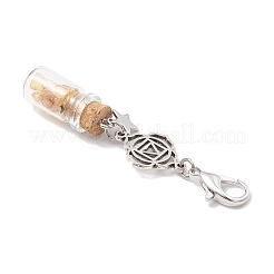 Chakra Natural Lapis Lazuli & Amethyst & Carnelian & Citrine & Garnet & Green Aventurine & Synthetic Turquoise Chips inside Glass Wishing Bottle Pendant Decoration&nbsp;HJEW-JM03308