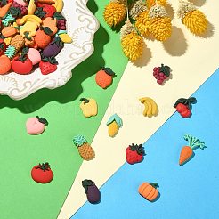 野菜と果物をテーマにした樹脂カボション  模造食品  ミックスカラー  18~30.5x12~22x4~6  65個/セット&nbsp;CRES-CJ0001-10