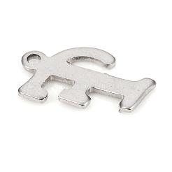 変色しない201ステンレススチールペンダント  レーザー切断  文字L  ステンレス鋼色  文字.f：13.5x9x1.2mm  穴：1mm&nbsp;STAS-L244-04F-P