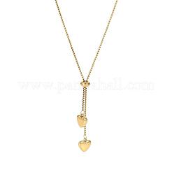 女性用ハートステンレススチールタッセルラリアットネックレス  ゴールドカラー  19.69インチ（50cm）&nbsp;FS-WG9133A-01