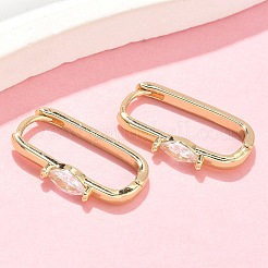 Rectangle Brass Micro Pave Clear Cubic Zirconia Hoop Earrings&nbsp;EJEW-Z102-23G