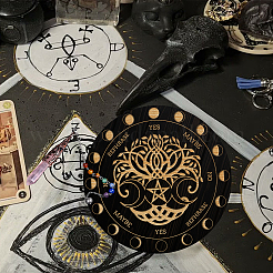 Ahademaker 1ピース 天然ローズクォーツ ダウジング振り子ペンダント  1個の木製カスタム振り子ボード付き  魔術ウィッカ祭壇用品用  生活模様の木  ペンダント：29~29.7センチメートル  ボード：20x0.4センチメートル&nbsp;DIY-GA0003-53D