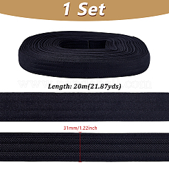 20mのポリエステルリボン  バッグハンドル交換用ウェビングストラップ  ブラック  1-1/4インチ（31mm）  約21.87ヤード（20m）/セット&nbsp;SRIB-PH0001-64B