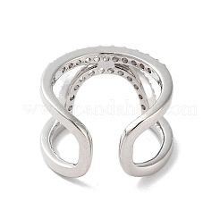 Rack Plating Brass Micro Pave Cubic Zirconia Cuff Rings&nbsp;RJEW-D025-10P