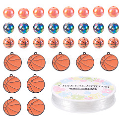 スポーツ用DIYブレスレット作りキット  45個のアクリルビーズを含む  合金エナメルペンダント10個と弾性クリスタル糸1ロール  ミックスカラー  16x15mm  穴：2.8mm&nbsp;FIND-TA0008-84