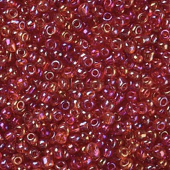 ラウンドガラスシードビーズ  透明色の虹  ラウンド  レッド  8/0  3mm  穴：1mm  約10000個/ポンド&nbsp;SEED-A007-3mm-165
