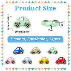 21個7色の車用シリコンビーズ  DIYネックレスとブレスレットの作り方  ミックスカラー  31x21.5x8mm  穴：2mm  3個/カラー&nbsp;SIL-OC0001-12