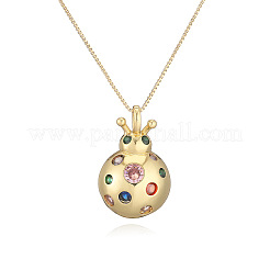 真鍮パヴェジルコニアてんとう虫ペンダントネックレス（女性用）  18KGP本金メッキ  カラフル  17.72インチ（45cm）  ペンダント：33x21mm。&nbsp;WG84623-01