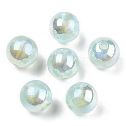 ABSプラスチックパール調ビーズ  ABカラーメッキ  ラウンド  アクアマリン  8mm  穴：1.8mm&nbsp;PACR-N013-01A-02