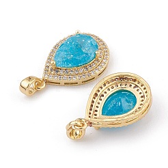 Golden Plated Brass Micro Pave Clear Cubic Zirconia Pendants&nbsp;LS-ZIRC-F123-01E