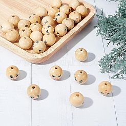 30Pcs Natural Wood Beads&nbsp;WOOD-FG0001-15A