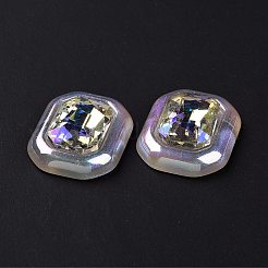 レインボー虹色メッキ アクリル カボション  グリッターカボション  長方形  ホワイト  28x22.5x8mm&nbsp;OACR-E011-07