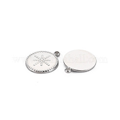 変色しない304ステンレススチールチャーム  スターとフラットラウンド  ステンレス鋼色  15x12x2mm  穴：1.6mm&nbsp;STAS-N097-133P