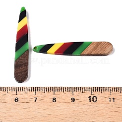 Jamaican Colour Epoxy Resin & Walnut Wood Pendants&nbsp;RESI-N039-122F
