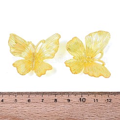 透明なプラスチックペンダント  蝶のチャーム  ABカラーメッキ  ゴールド  33.5~36x39~40x10~11.5mm  穴：7.5~9.5x2.5~3mm  約335個/500g&nbsp;KY-N025-44E