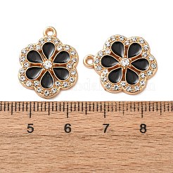合金エナメルチャーム  ラインストーン付き  花のチャーム  ゴールドカラー  20.5x16.5x3mm  穴：1.5mm&nbsp;FIND-K030-17C-G