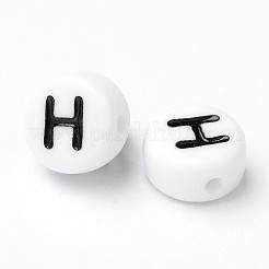 アクリルビーズ  横穴付き  文字L  フラットラウンド  文字.h  7x4mm  穴：1mm  約146個/20g&nbsp;Y-PL37C9070-H
