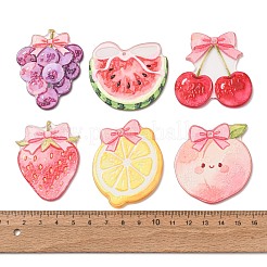 エンボスプリントアクリルパーツ  フルーツチャーム  ミックスカラー  43.5~56x39.5~50x3mm  穴：1.8mm&nbsp;AC-CBAC02B-06