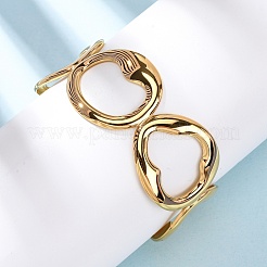 女性用304ステンレススチールカフバングル  ナゲット  イオンプレーティング（ip）  18KGP本金メッキ  1-1/8インチ（3cm）  内径：2-1/8x2-5/8インチ（5.5x6.7cm）&nbsp;BJEW-G749-13G