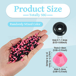 ガラスシードビーズ50g  混合図形  混合スタイル  濃いピンク  2.5~12.5x2~8x2~8mm  穴：0.7~1.5mm&nbsp;SEED-TA0001-67A