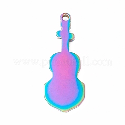 イオンプレーティング（IP）304ステンレスペンダント  ギター  虹色  30x12x2mm  穴：1.6mm&nbsp;STAS-C049-35M