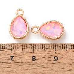 合金ガラスペンダント  ティアドロップチャーム  ゴールドカラー  多面カット  パールピンク  15.5x9.5x4.5mm  穴：1.8mm&nbsp;GL-CBA7A25-01G