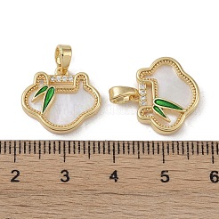 Brass & Shell & Clear Cubic Zirconia Charms&nbsp;KK-G497-18G