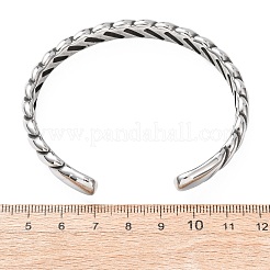 レトロな316サージカルステンレススチール製カフバングル  アンティークシルバー  内径：2.44インチ（6.2cm）&nbsp;BJEW-C142-05AS