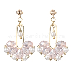Fan Glass Dangle Stud Earrings&nbsp;EJEW-MZ00674-02
