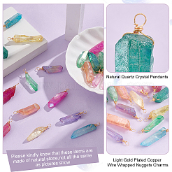 20Pcs Electroplated Natural Quartz Crystal Pendants&nbsp;PALLOY-AB00141