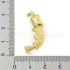 ラックメッキ魚真鍮ペンダント  カドミウムフリー＆鉛フリー  エナメル  長持ちメッキ  18KGP本金メッキ  12x30x9mm  穴：7x4mm&nbsp;KK-K341-67G