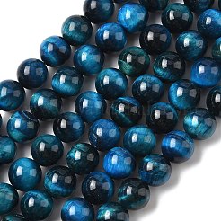 天然石タイガーアイビーズ連売り  染め＆加熱  ラウンド  10mm  穴：1mm  約38~39個/連  15.1インチ（38.5cm）&nbsp;G-K203-87-10mm