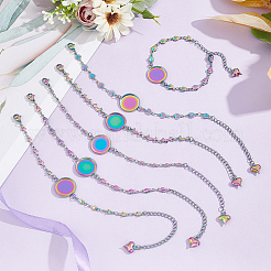 Blank Dome Flat Round Link Bracelet Making Kit&nbsp;DIY-UN0003-83