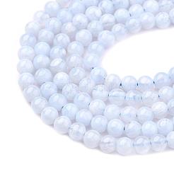 Natural Blue Chalcedony Bead Strands&nbsp;X-G-R193-02-4mm