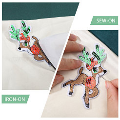 10Pairs Christmas Elk Computerized Embroidery Cloth Iron on/Sew on Patches&nbsp;DIY-CA0007-73