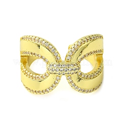 Brass Micro Pave Cubic Zirconia Open Cuff Ring&nbsp;RJEW-K256-16G