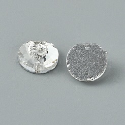 円錐形のラインストーンの縫い付け  ガラスラインストーン  2穴リンク  衣料品アクセサリー  フラットバック＆バックメッキ  クリスタル  12x5mm  穴：1mm  約48個/袋&nbsp;GLAA-WH0031-55B-01
