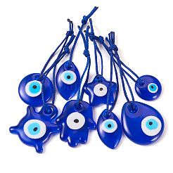 16Pcs 8 Styles Handmade Lampwork Evil Eye Pendants Decorations&nbsp;HJEW-TA0001-17