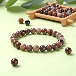 100Pcs 8mm Natural Petrified Wood Round Beads&nbsp;DIY-LS0002-04