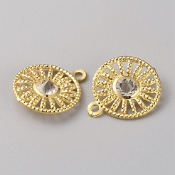 アイアン製ラインストーンチャーム  ゴールドカラー  フラットラウンドのチャーム  25x20.5x6mm  穴：2mm&nbsp;IFIN-TAC0052-43D