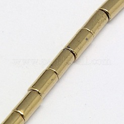 電気メッキ磁気無し合成ヘマタイトビーズ連売り  コラム  グレードA  黄金メッキ  5x3mm  穴：1mm  約80個/連  16インチ&nbsp;G-J162-C-01