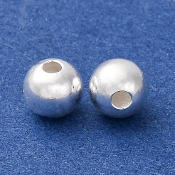 上質な銀の丸いビーズ  銀  6mm  穴：1.6mm&nbsp;STER-A047-08B-S