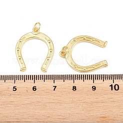 真鍮チャーム  丸カン付き  カドミウムフリー＆鉛フリー  長持ちメッキ  馬蹄  ゴールドカラー  24.5x20x2mm  穴：4.5mm&nbsp;ZIRC-I044-37A