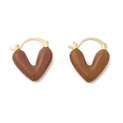 Brass Heart Hoop Earrings&nbsp;EJEW-R013-03G